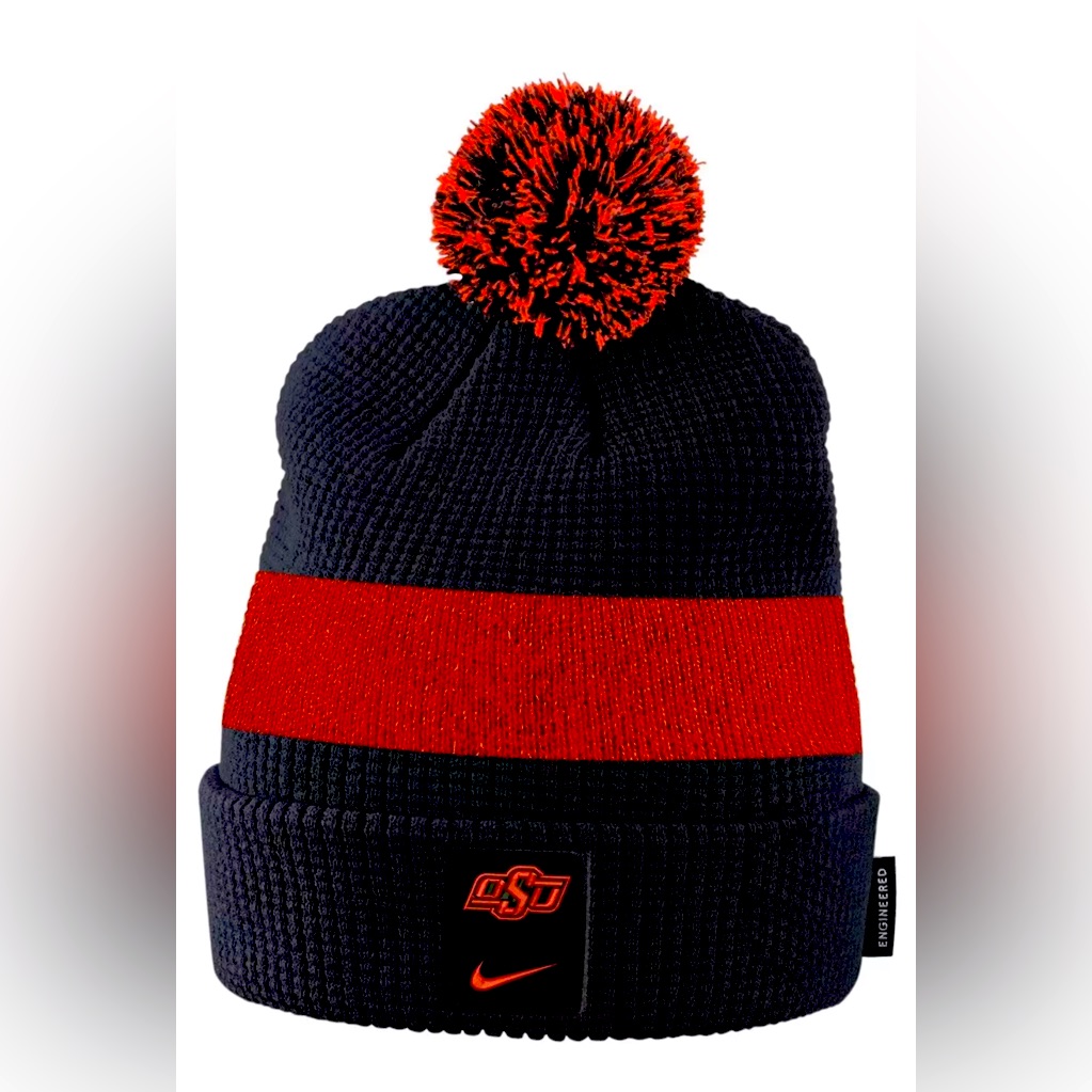 Nike Oklahoma State Cowboys Men’s Black Football Sideline Cuffed Pom Beanie Hat